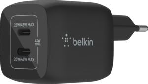 45W PD PPS Dual USB-C GaN Charger Black (WCH011vfBK)