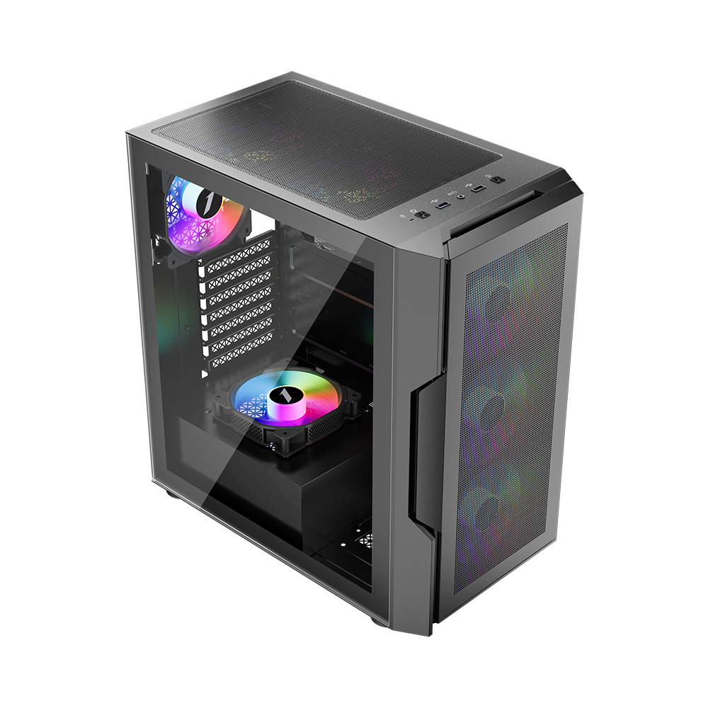 Компьютерный корпус 1STPLAYER T7-P BLACK (T7-P-BK-4F7)