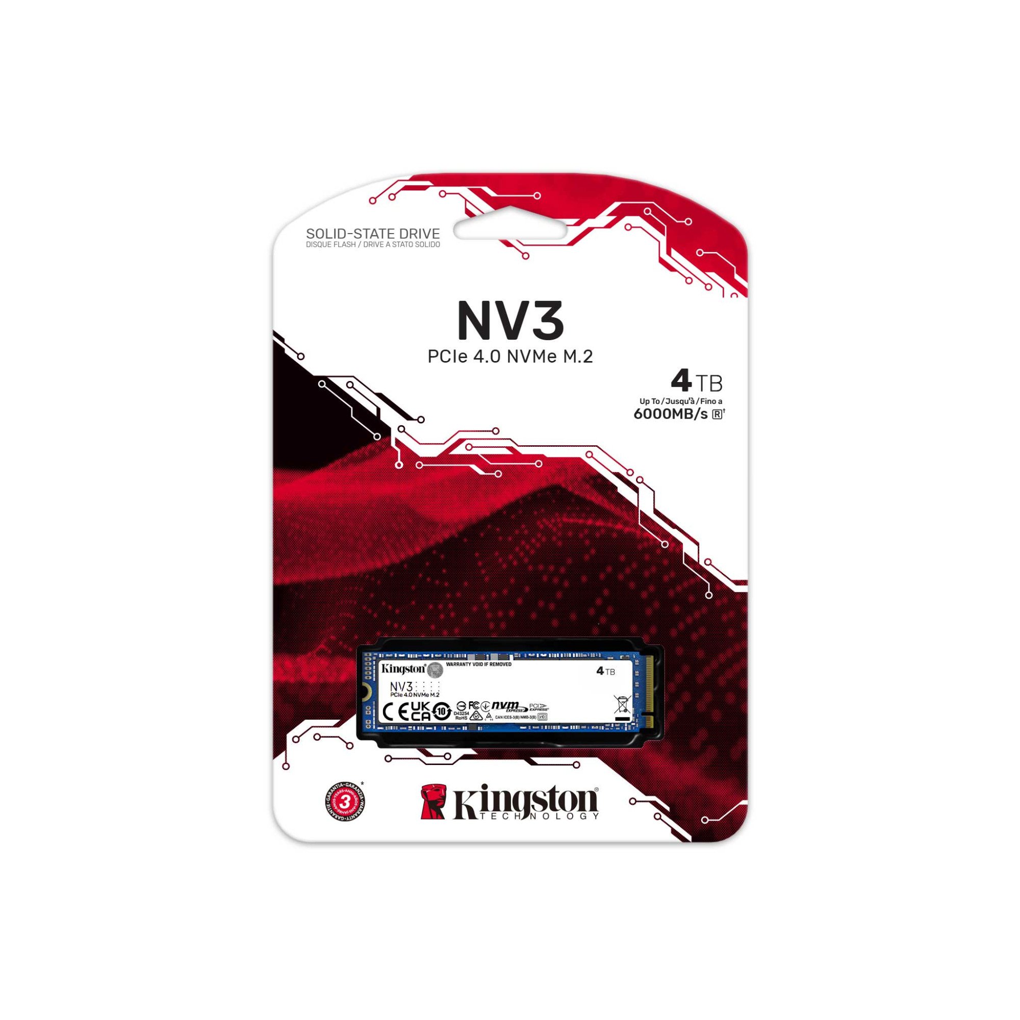 Твердотельный накопитель SSD M.2 PCIe Kingston SNV3S, 4TB (SNV3S/4000G)