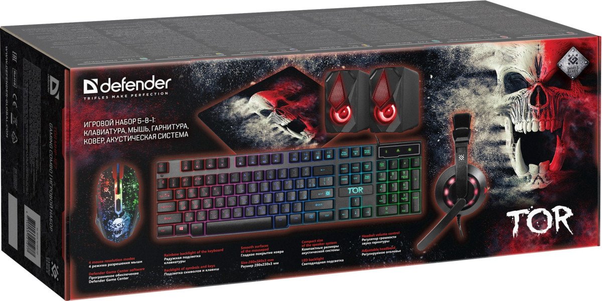 Игровой набор Defender Tor MHP-127 мышь+клав.+гарн.+ков.+колонка, НОВИНКА! (52127)