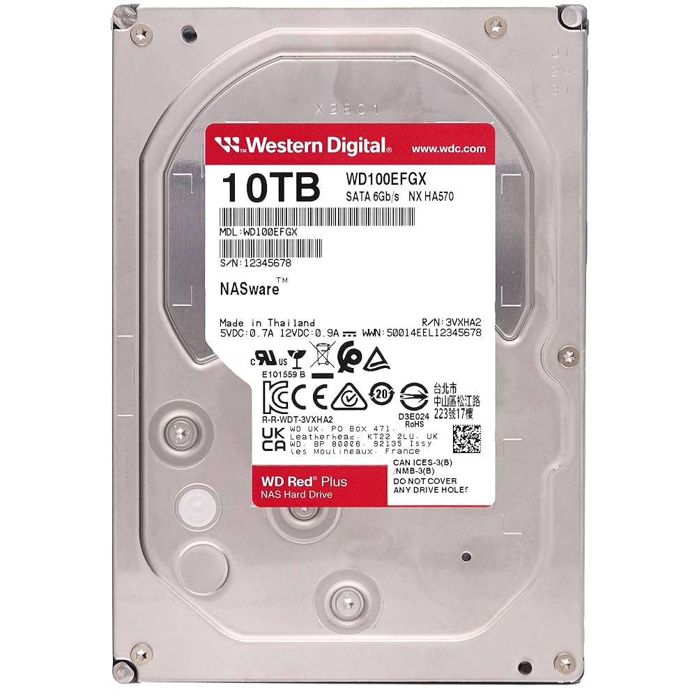 Жесткий диск для NAS систем HDD 10Tb Western Digital RED Plus (WD100EFGX)