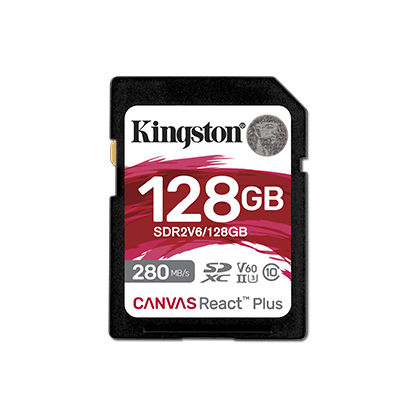  Карта памяти SD, Kingston Canvas React Plus, 128GB V60 (SDR2V6/128GB)