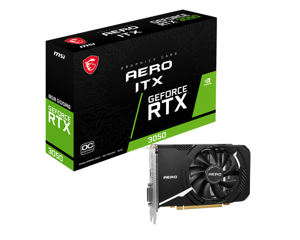 Видеокарта MSI GeForce RTX3050 AERO ITX 8G OC (RTX 3050 AERO ITX 8G OCV1)