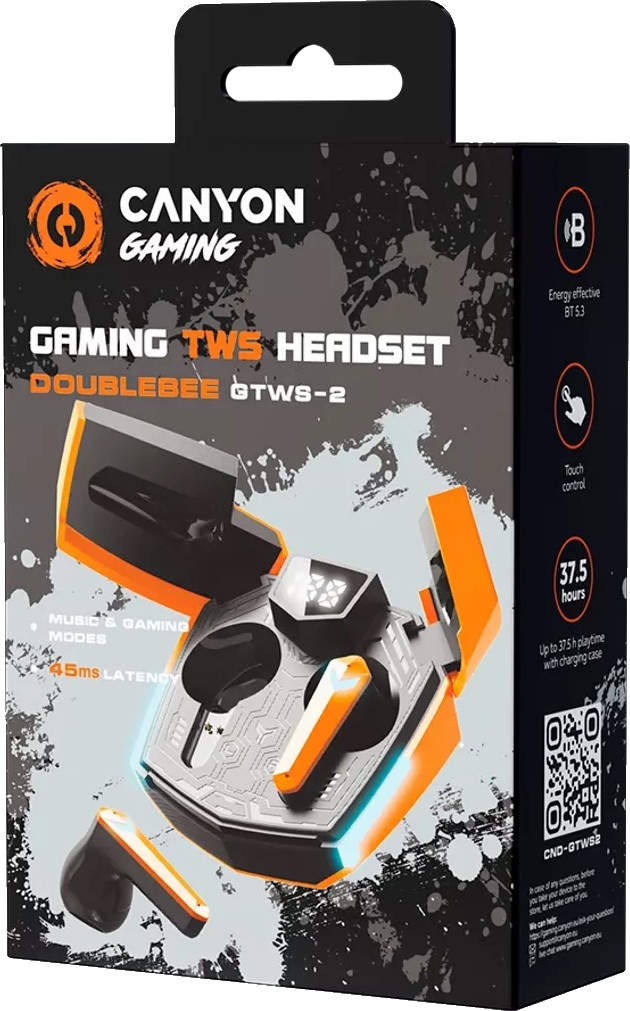Наушники Canyon Doublebee GTWS-2, Gaming Orange (CND-GTWS2O)