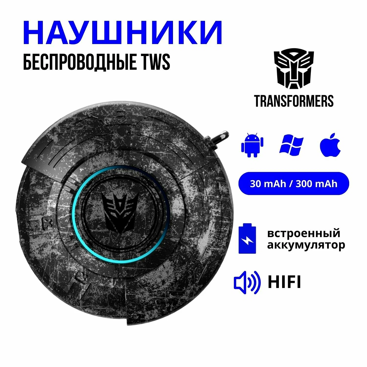Наушники беспроводные TWS Transformers TF-T31, Black (TF-T31_Black) (TF-T31_Black )