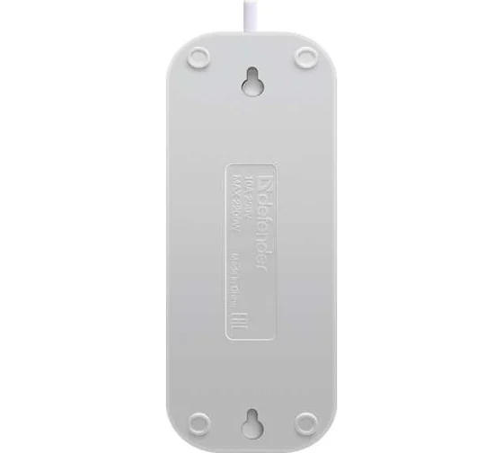 Удлинитель без заземления Defender B230 10 А, 7 м, 3 розетки, белый (99279)