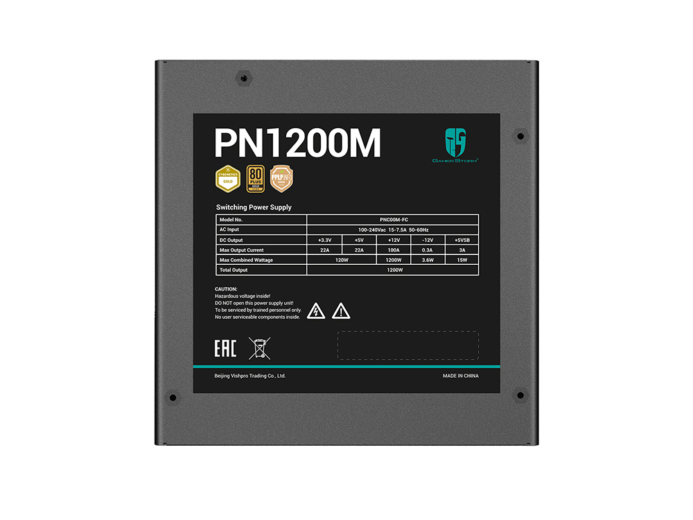 Блок питания ATX 1200W GamerStorm PN1200M,Gold, (R-PNC00M-FC0B-WGEU)