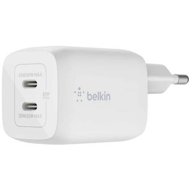 Сетевое зарядное устройство Belkin 65Вт 2хUSB-С Universal (WCH013vfWH)