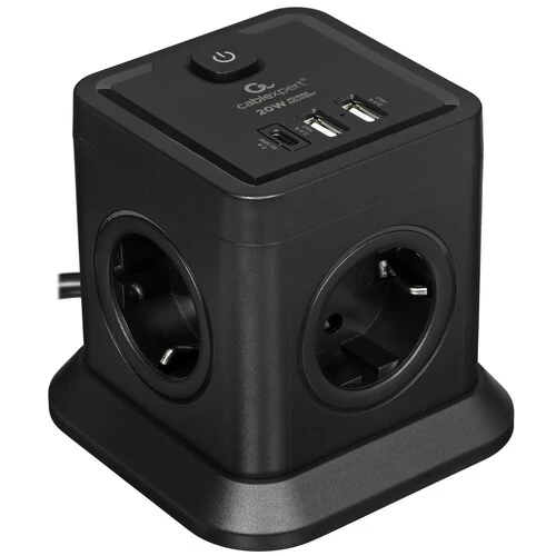 Сетевой фильтр Cablexpert Tower TWR-4-CU2-B-2 черный (TWR-4-CU2-B-2)