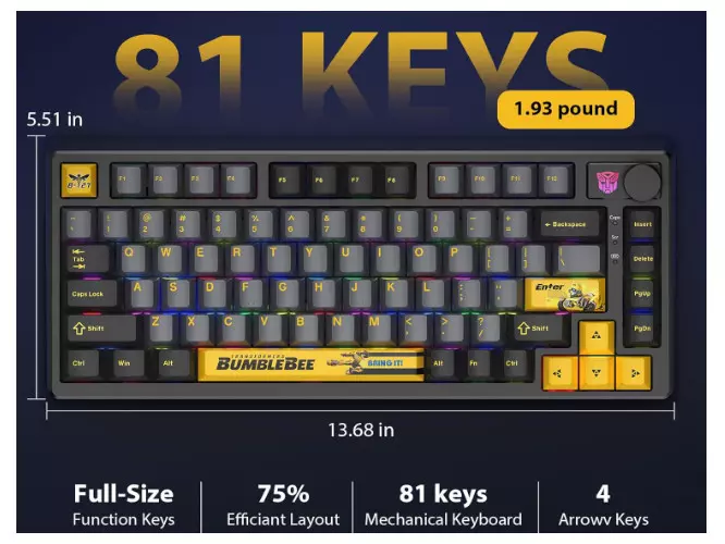 Клавиатура беспроводная Transformers TF-GK03, Black (TF-GK03, Black)