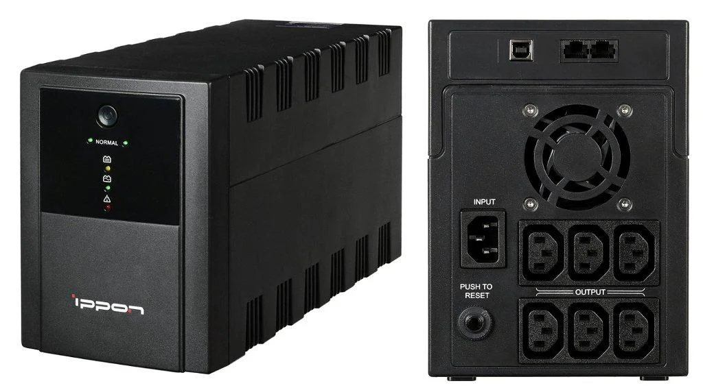 Источник бесперебойного питания Ippon Back Basic 2200, 2200VA, 1320Вт, управление по USB, без комлекта кабелей (1108031)