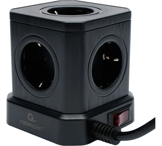 Сетевой фильтр Cablexpert Tower, TWR-5-U4-B-3 черный (TWR-5-U4-B-3)
