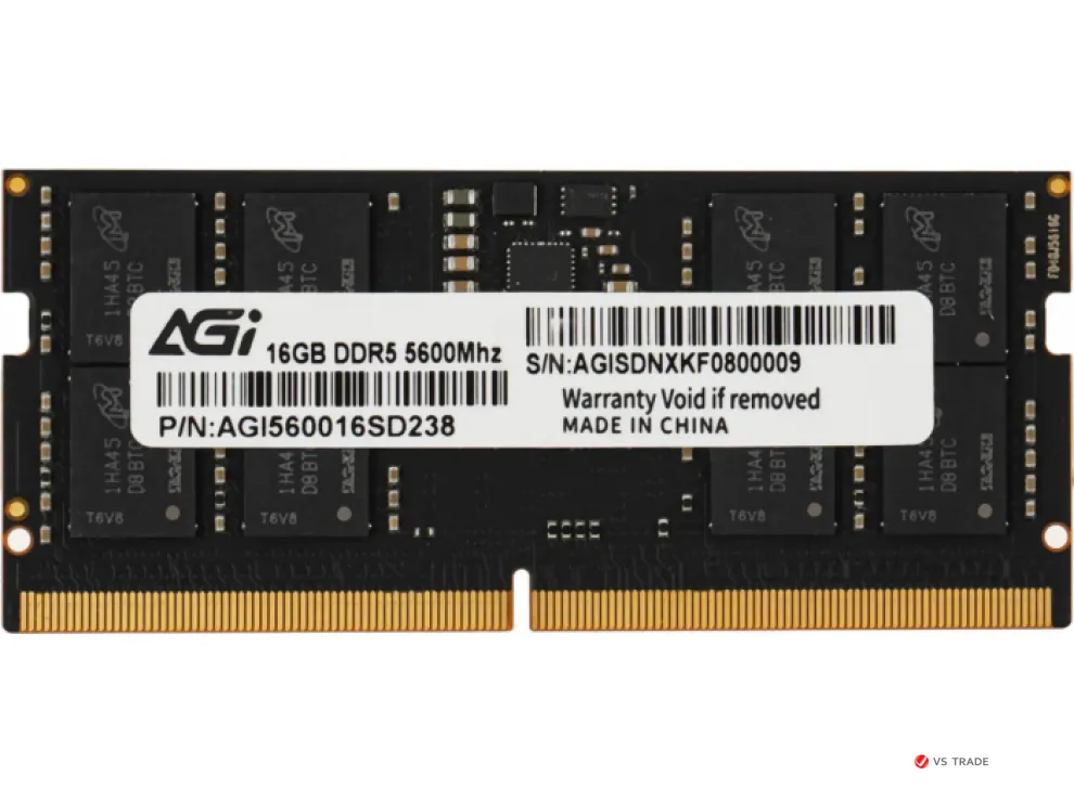 Оперативная память для ноутбука AGI AGI560016SD238-ST DDR5 SODIMM 16Gb, 5600MT/s (AGI560016SD238-ST)