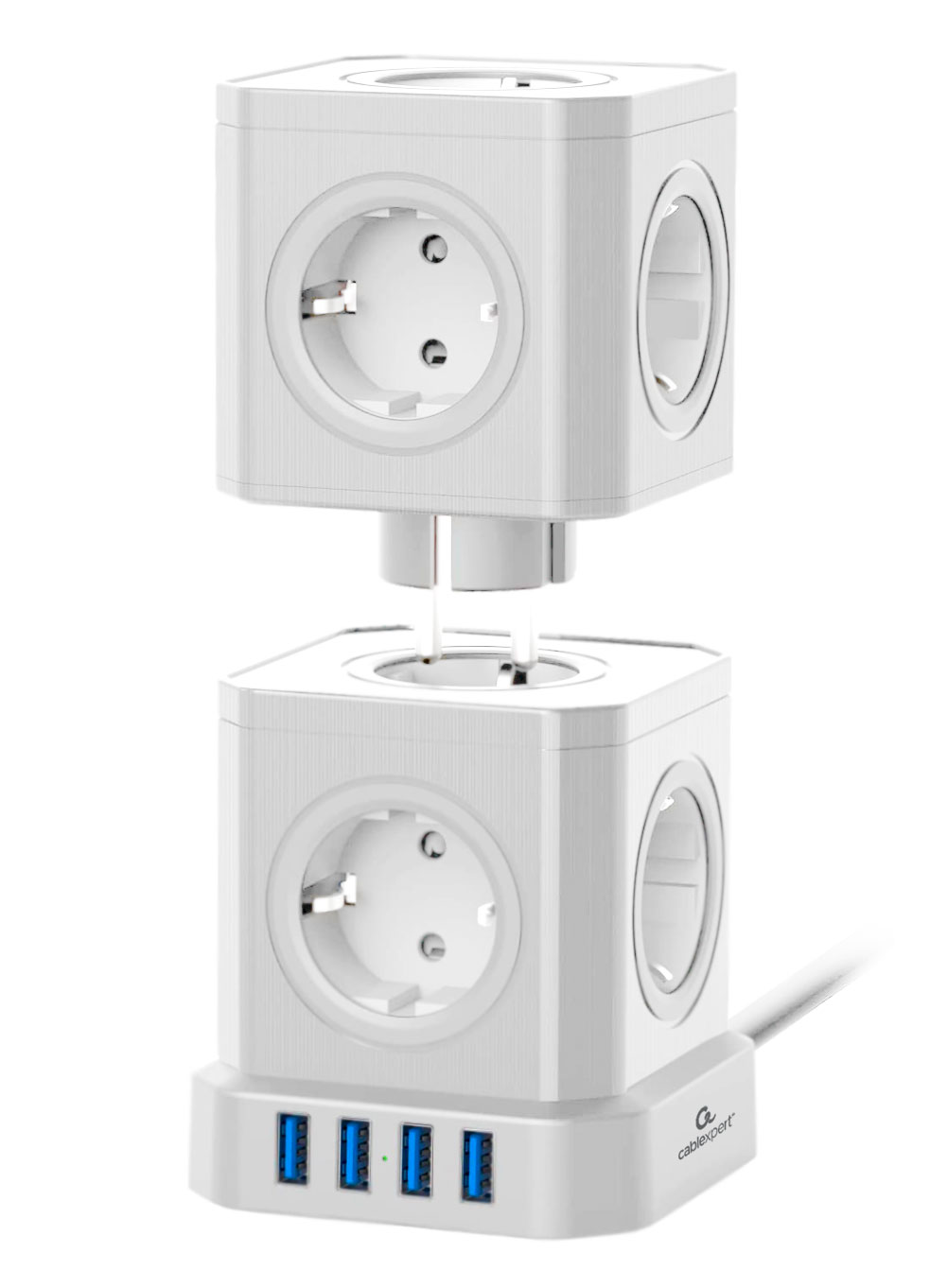 Сетевой фильтр Cablexpert Tower TWR-9-U4-W-2 белый (TWR-9-U4-W-2)