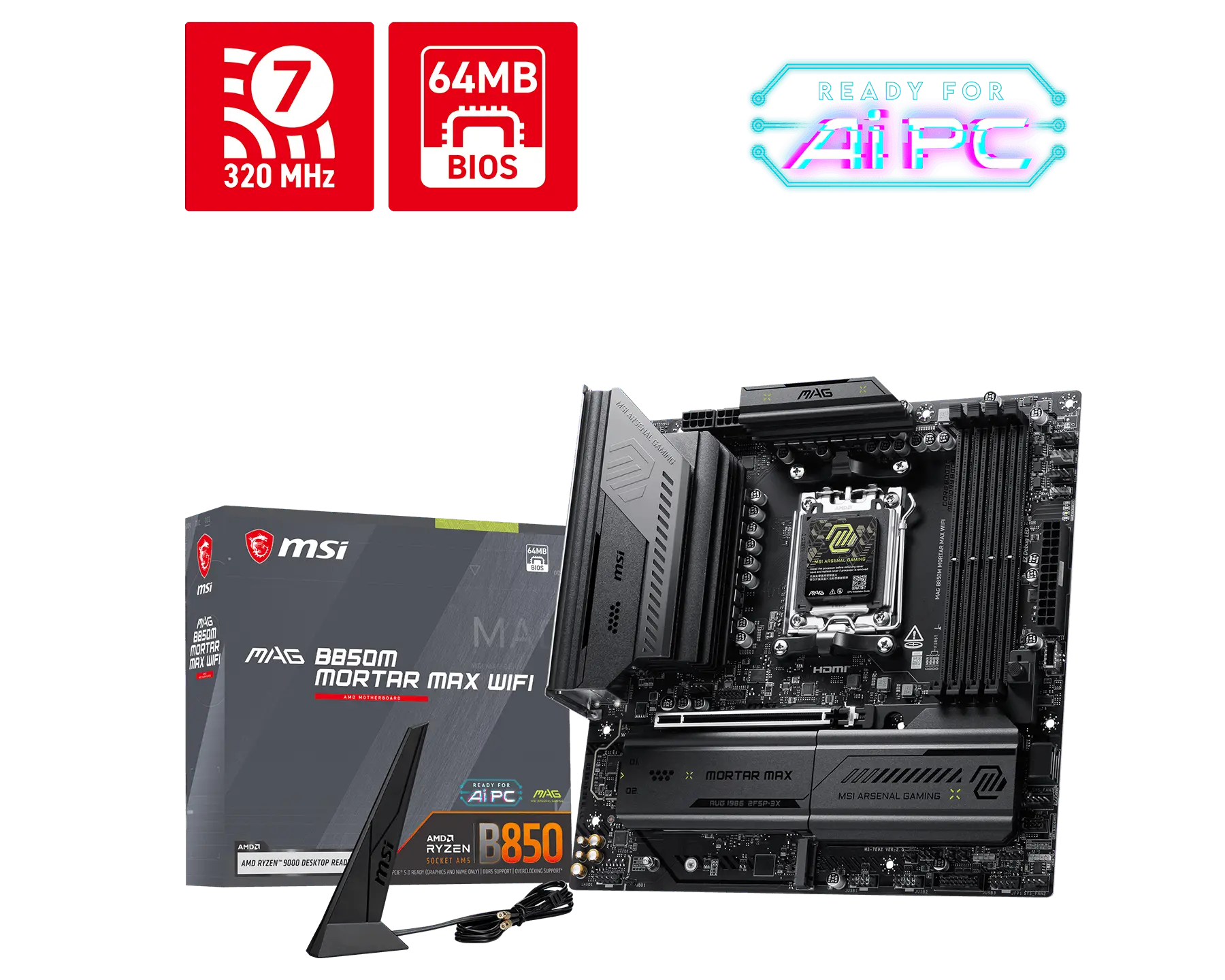 Материнская плата MSI MAG B850M MORTAR MAX WIFI (MAG B850M MORTAR MAX WIFI)