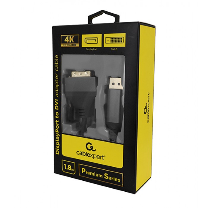 Кабель SVGA, DisplayPort to DVI, 1.8m, Cablexpert CC-DPM-DVIM-4K-6 (CC-DPM-DVIM-4K-6)