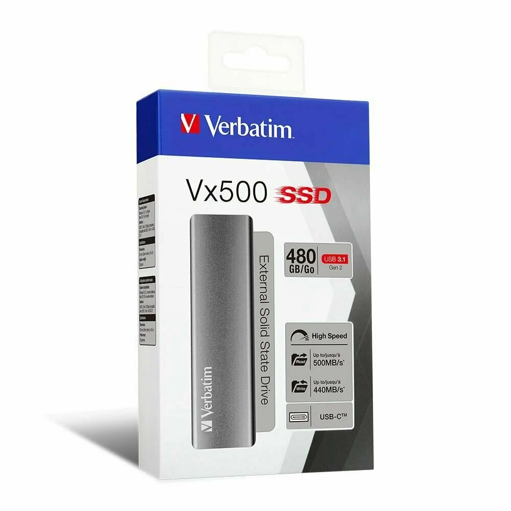 Внешний SSD диск Verbatim VX500 480GB Серый (47443)