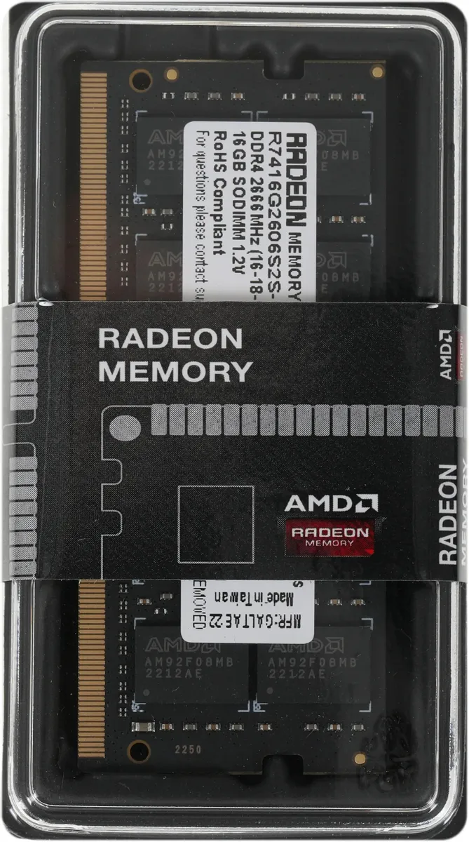 Оперативная память для ноутбука AMD Radeon R7 Performance Series 16Gb DDR4 2666MHz (R7416G2606S2S-U)