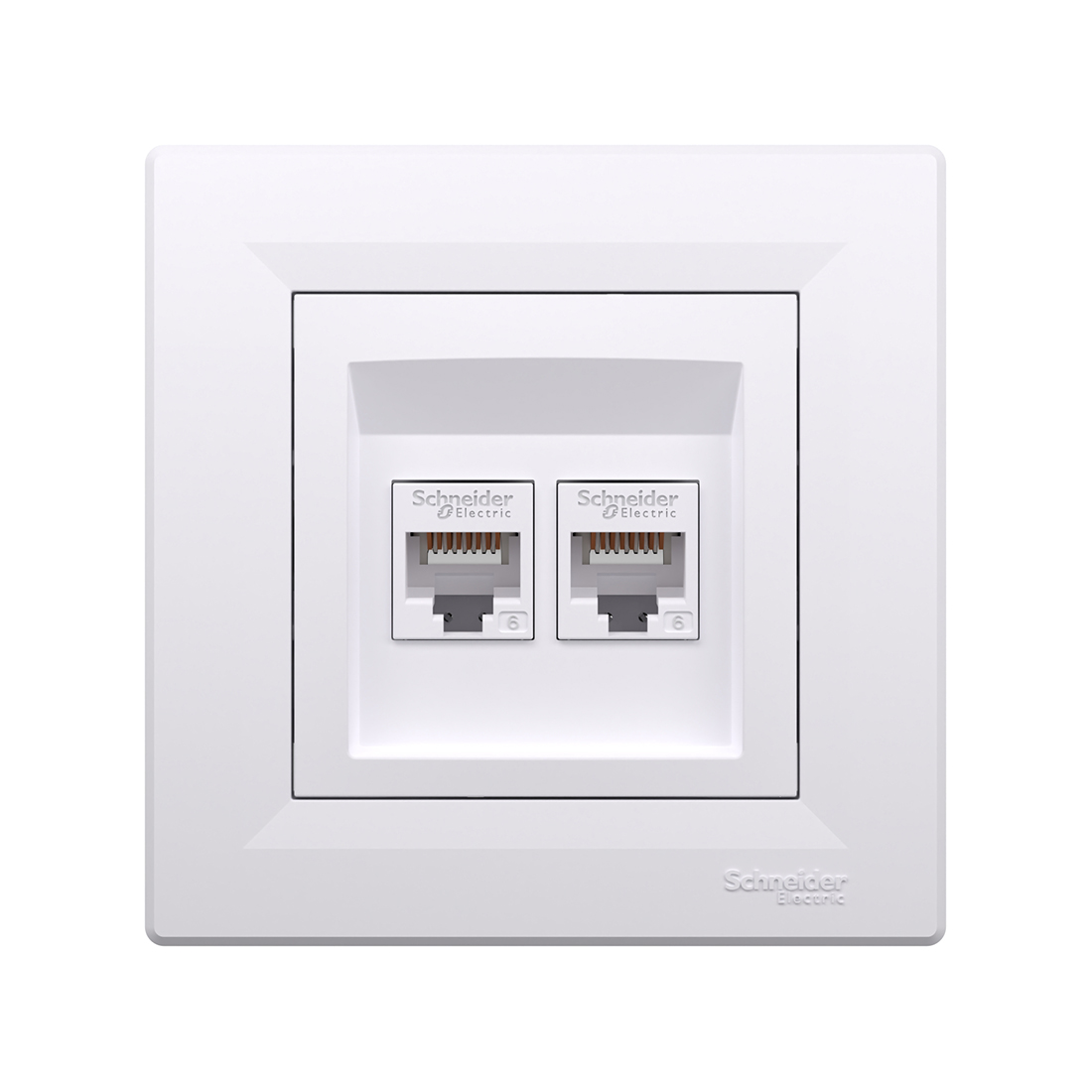 Розетка двойная компьютерная SE EPH4800121 Asfora RJ45 кат. 6 в сборе белый (EPH4800121)