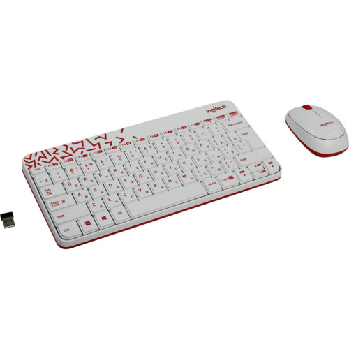 Беспроводная клавиатура + мышь Logitech MK240 White (белый с красным рисунком) (920-008212)