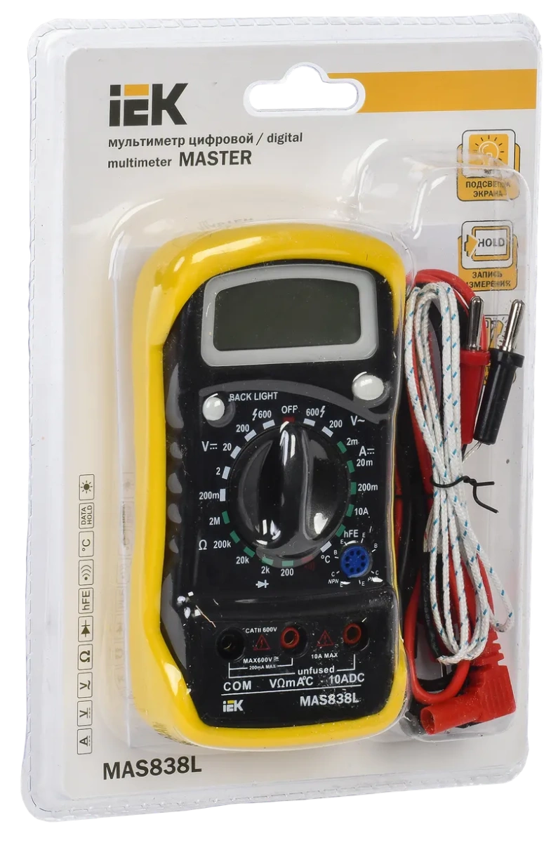 Мультиметр цифровой MASTER MAS838L IEK (TMD-3L-838)