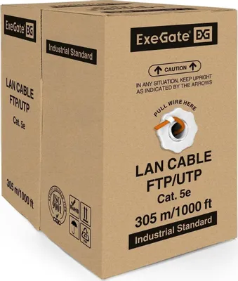 Кабель сетевой UTP, ExeGate UTP-2-C5e-CU-S24-IN-PVC-GY-305-FLUKE, бухта (~305м) (EX281821RUS)
