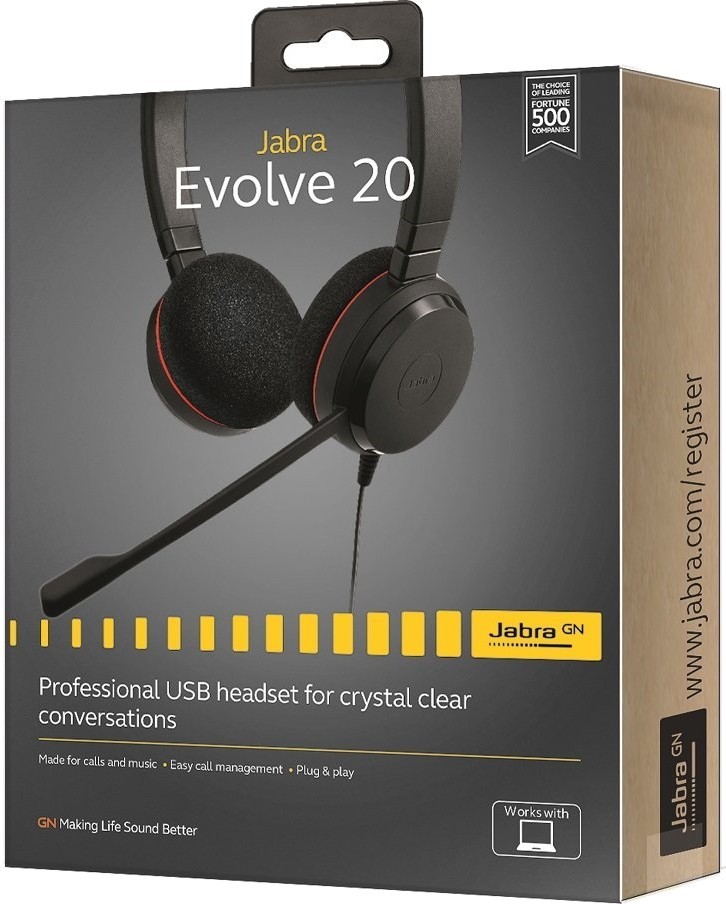 Гарнитура JABRA Evolve 20, Stereo UC, USB C/A adapter (4999-829-269)