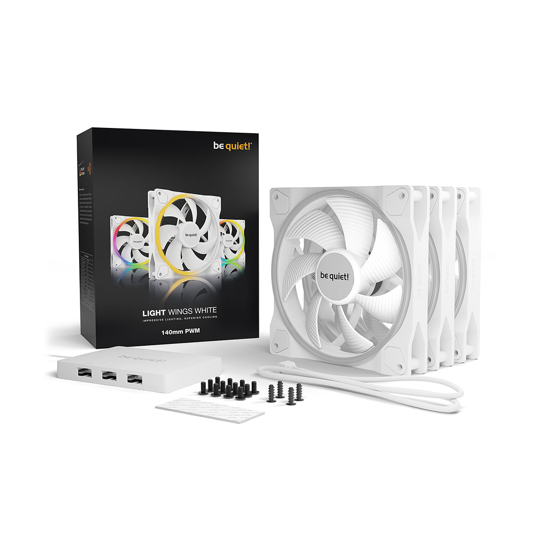 Вентилятор для компьютерного корпуса Bequiet! Light Wings 140mm PWM Triple Pack White (BL102)