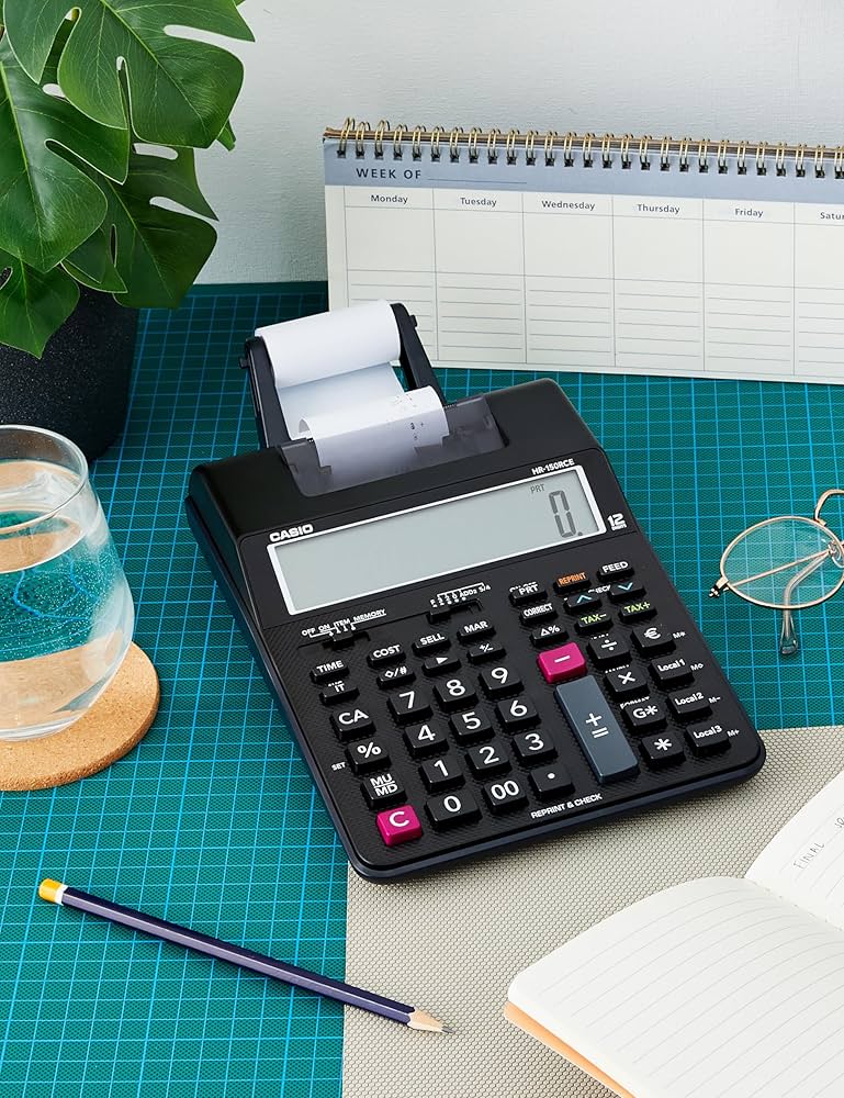 Калькулятор печатающий CASIO HR-150RCE-WB-EC, ЗУ в комплекте (HR-150RCE-WB-EC)
