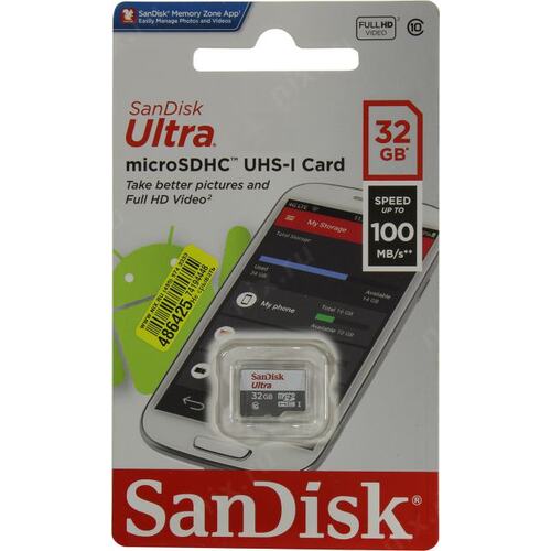 Карта памяти SANDISK  32GB Ultra SDXC 100MB/s Class 10 SDSQUNR-032G-GN3MN (SDSQUNR-032G-GN3MN)