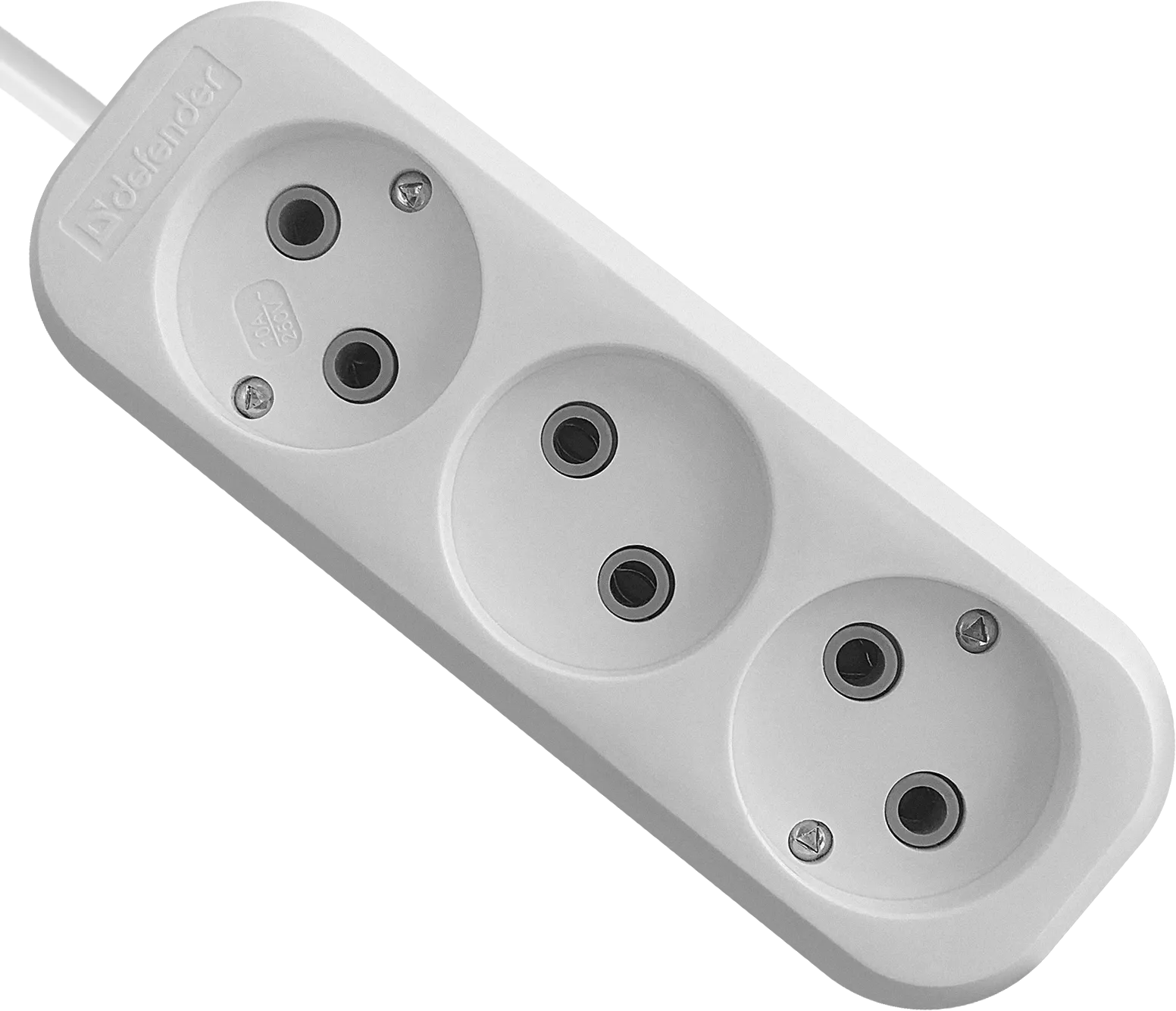 Удлинитель без заземления Defender B230 10 А, 2 м, 3 розетки, белый (99276) Удлинитель без заземления Defender B230 10 А, 2 м, 3 розетки, белый (99276)