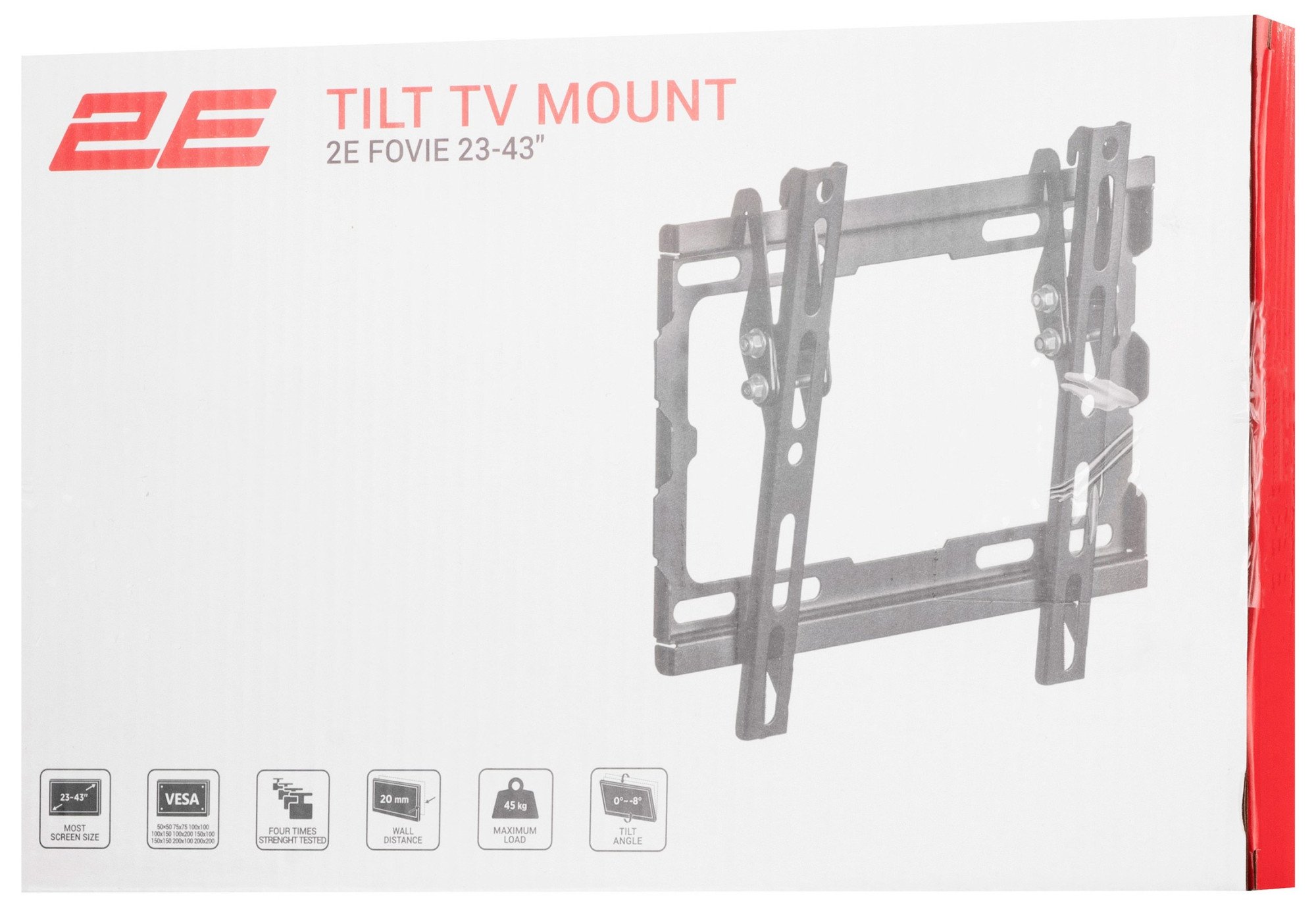 Кронштейн для ТВ 2E Fovie, 23"-43", до 45 кг, Black (2E2GEN2343TILT)
