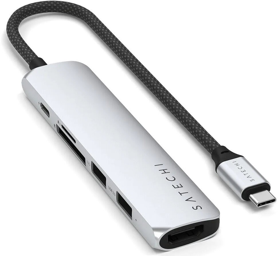 Картридер / USB-хаб Satechi 6-in-1 USB-C Slim Multiport Adapter - Silver (ST-P6SS)