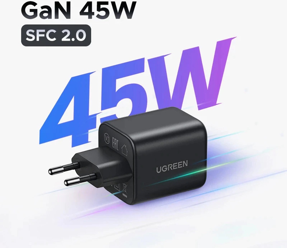 Зарядное устройство UGREEN на 2C, 45W, GaN, X526 (65058)