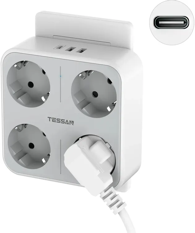 Сетевой фильтр Tessan TS-302-DE-C, Grey (TS-302-DE-C)