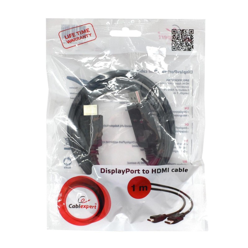Кабель SVGA, DisplayPort to HDMI, 1.0m, Cablexpert CC-DP-HDMI-1M (CC-DP-HDMI-1M)