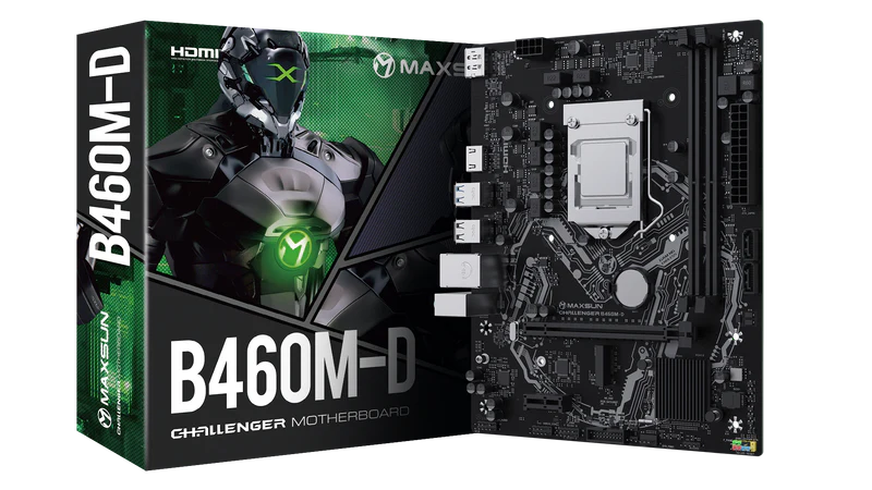 Материнская плата Socket1200, MATX, iB460 (HDMI, DP) MaxSun Challenger B460M-D, 2DDR4, PCIx16, PCIx1 (MS-Challenger B460M-D)