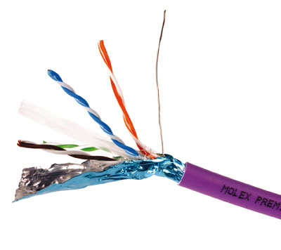 Кабель MOLEX категории 6A U/FTP, 4 пары, 500 м, фиолетовый (CAA-0322L-VI)