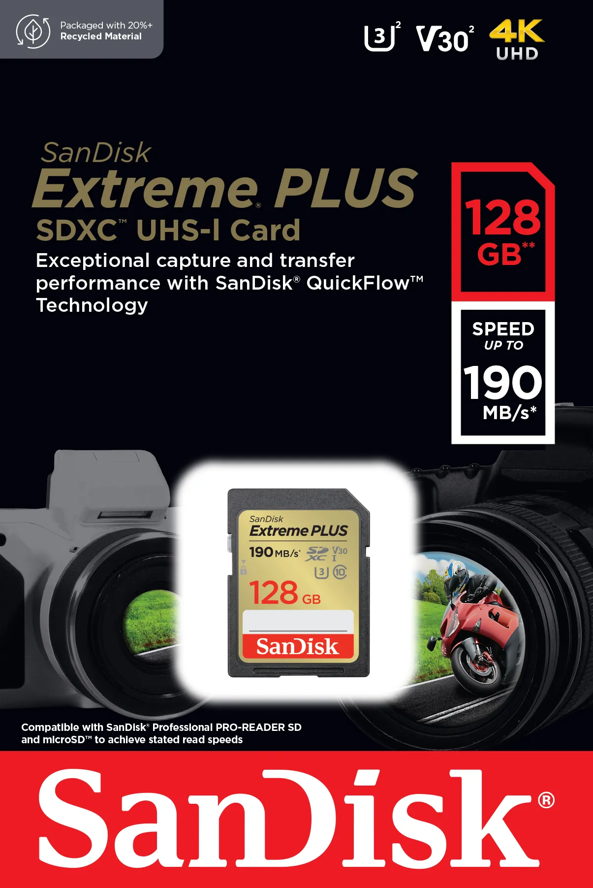 Карта памяти Sandisk Extreme PLUS 128GB SDXC (SDSDXWA-128G-GNCIN)