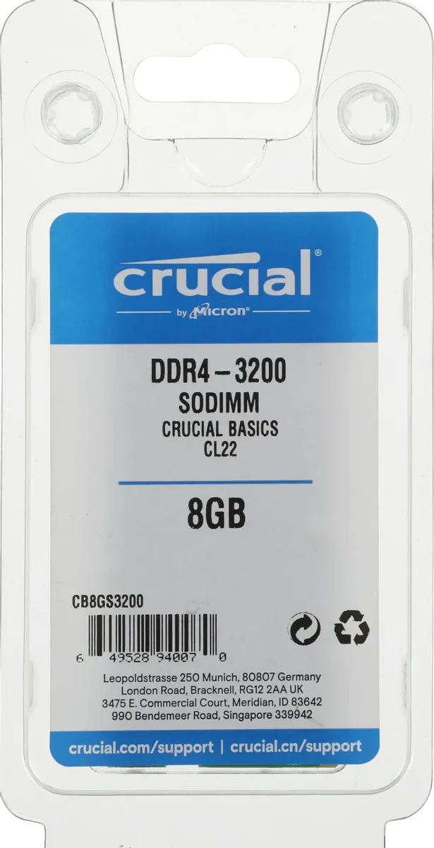 Оперативная память для ноутбука Crucial Basics DDR4 8GB 3200 MHz (CB8GS3200)