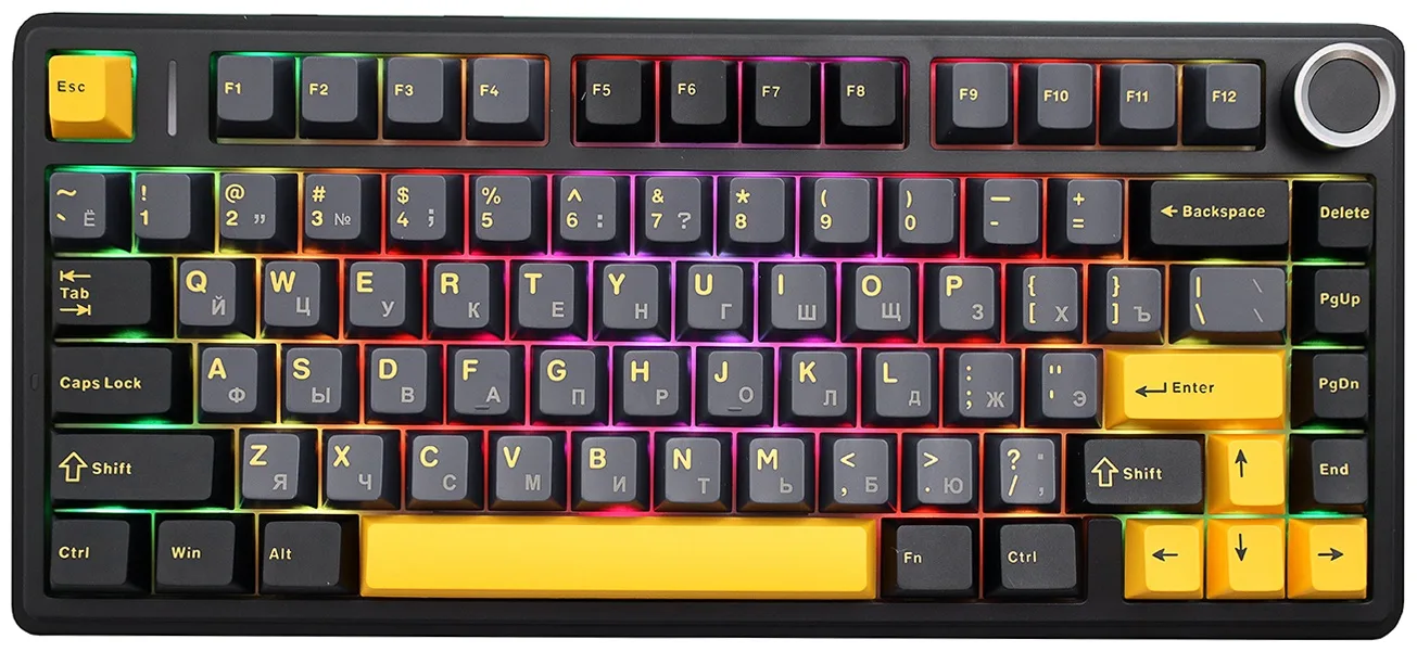 Клавиатура AULA F75, Gray Wood V3 switch, Black-Blue-Orange (F75 G/W3 BDO_V2)