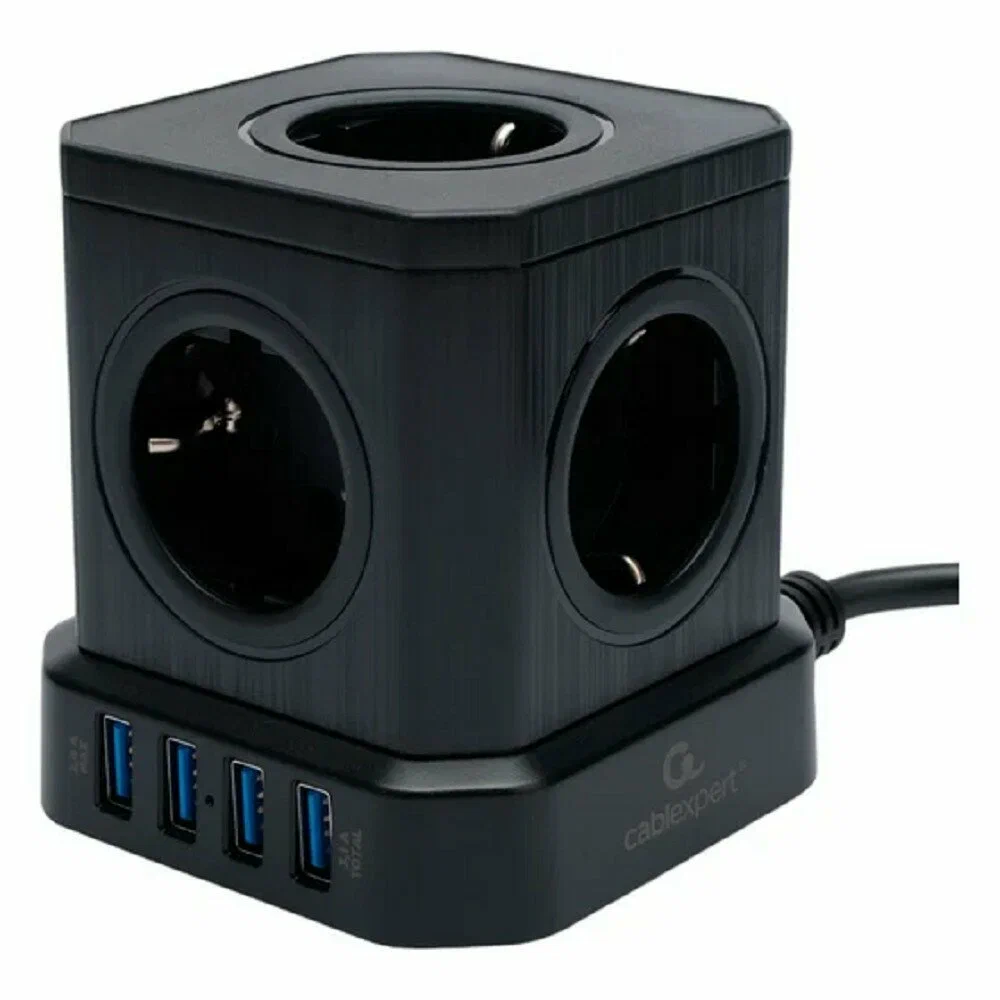 Сетевой фильтр Cablexpert Tower, TWR-5 черный (TWR-5-U4-B-2)