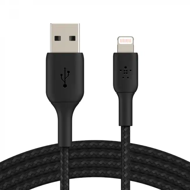 Кабель интерфейсный Belkin BRAIDED black (1m) (CAA002BT1MBK)