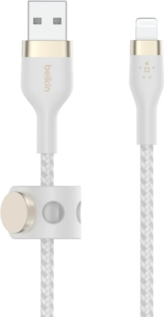 Кабель Belkin USB-A to LTG Braided Silicone 3м White (CAA010BT3MWH)