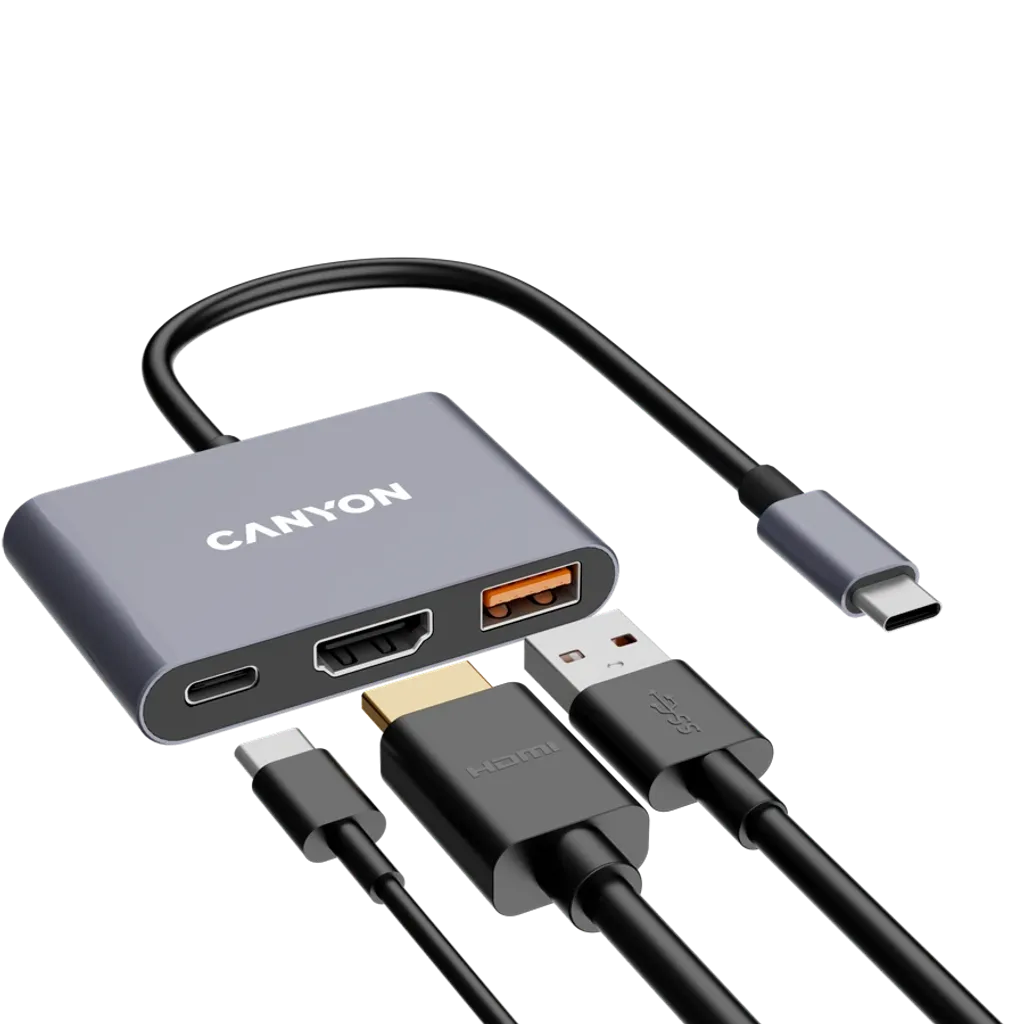 USB-хаб Canyon DS-4 3in1 USB-C Grey (CNS-TDS4)