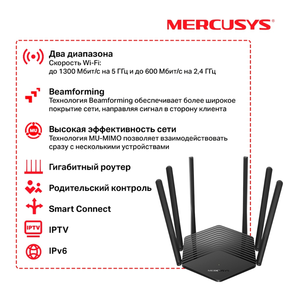 Маршрутизатор беспроводной Mercusys MR1900G  (MR1900G(RU)) Маршрутизатор беспроводной Mercusys MR1900G  (MR1900G(RU))