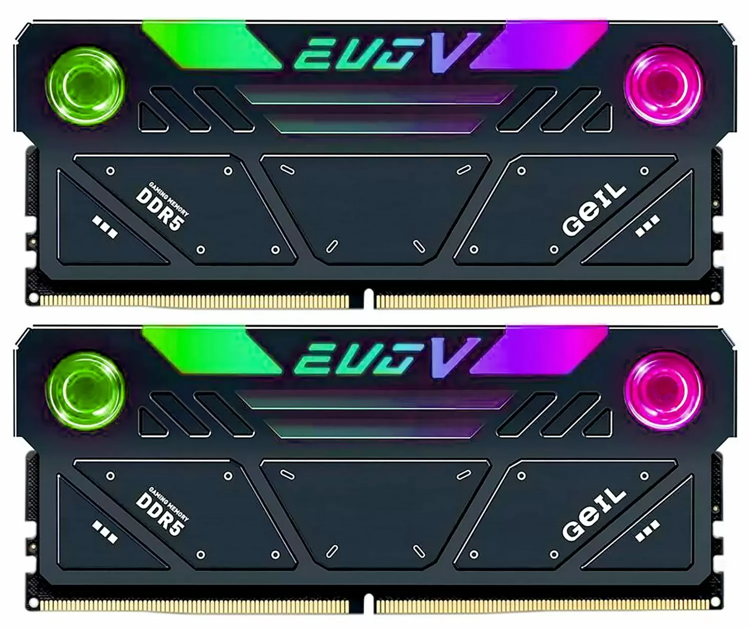 Оперативная память с RGB подсветкой 32GB Kit (2x16GB) GEIL EVO V RGB 7200Mhz DDR5 Black  (GESG532GB7200C36ADC)