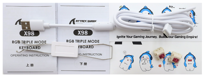 Клавиатура Attack Shark X98, Linear Strawberry switch, Starlight white (X98-WH)