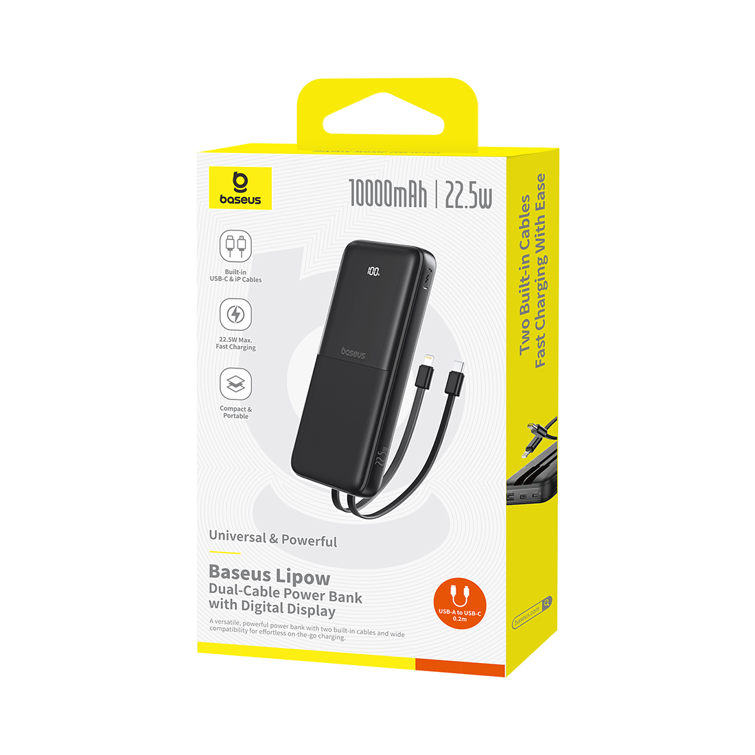 Портативный внешний аккумулятор Baseus Lipow, 10000mAh 22.5W - Black (P10079101123-00)