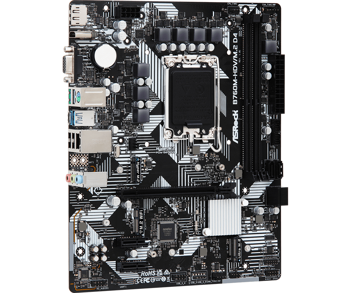  Материнская плата ASRock B760M-HDV/M.2 D4, iB760,S1700,mATX (90-MXBL40-A0UAYZ)